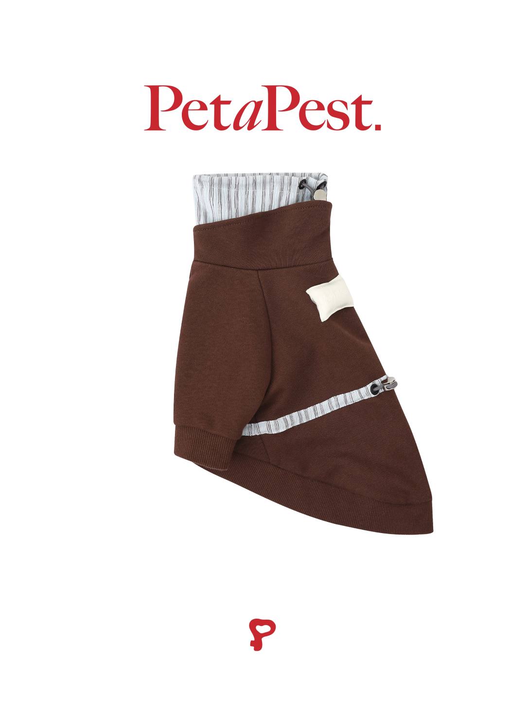 Brown Blue Striped Double Collar Cat Dod Sweatshirt