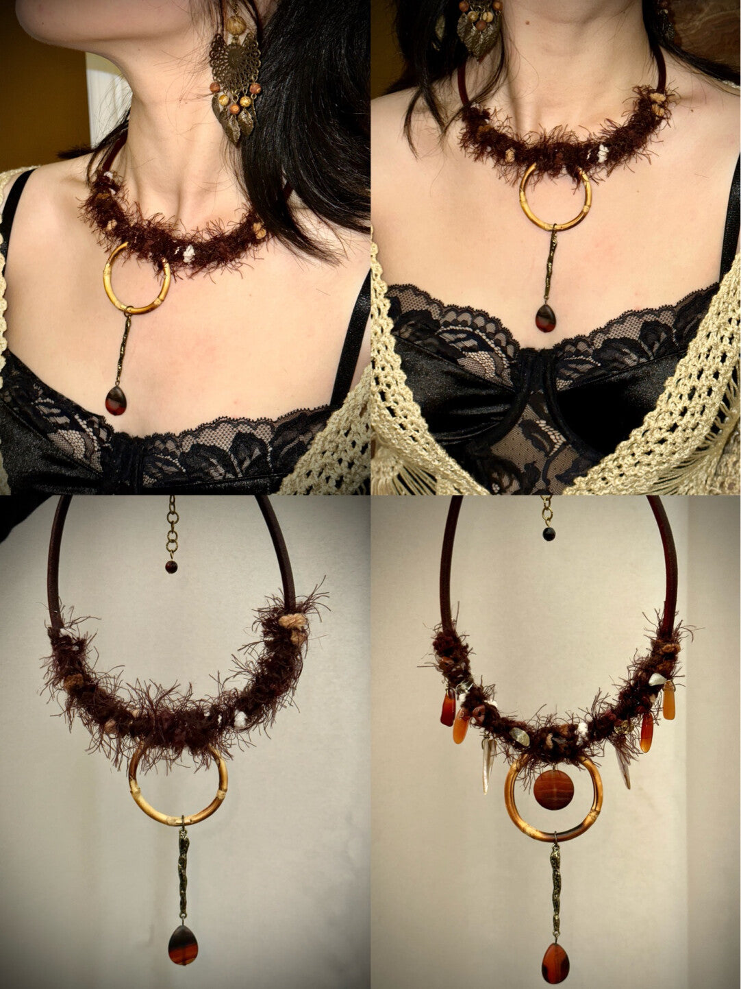 Brown Fuzzy Boho Necklace