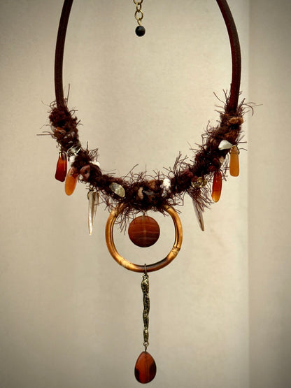 Brown Fuzzy Boho Necklace