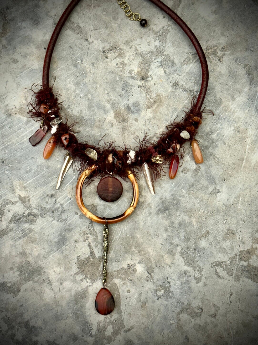 Brown Fuzzy Boho Necklace