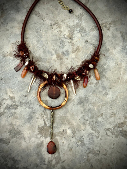 Brown Fuzzy Boho Necklace