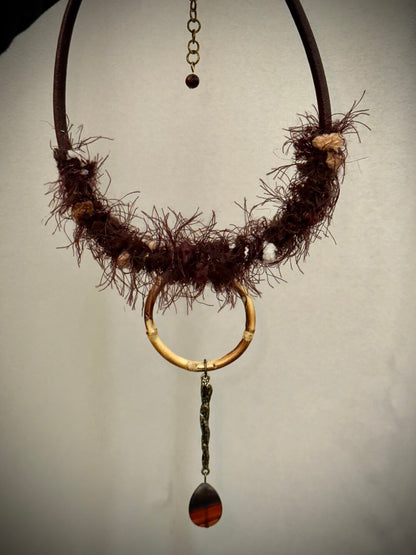 Brown Fuzzy Boho Necklace