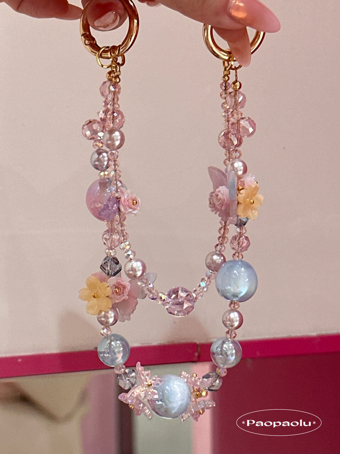 Butterfly Candy Double-Layer Beaded Phone Charm