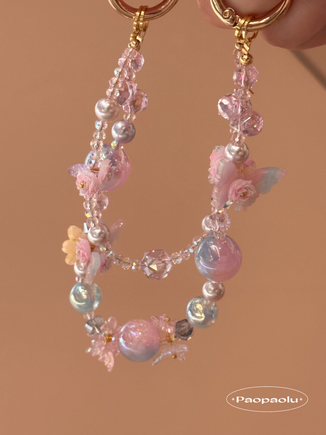 Butterfly Candy Double-Layer Beaded Phone Charm