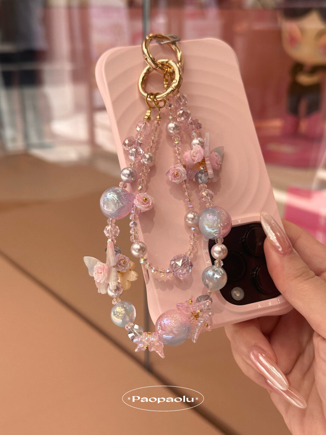 Butterfly Candy Double-Layer Beaded Phone Charm