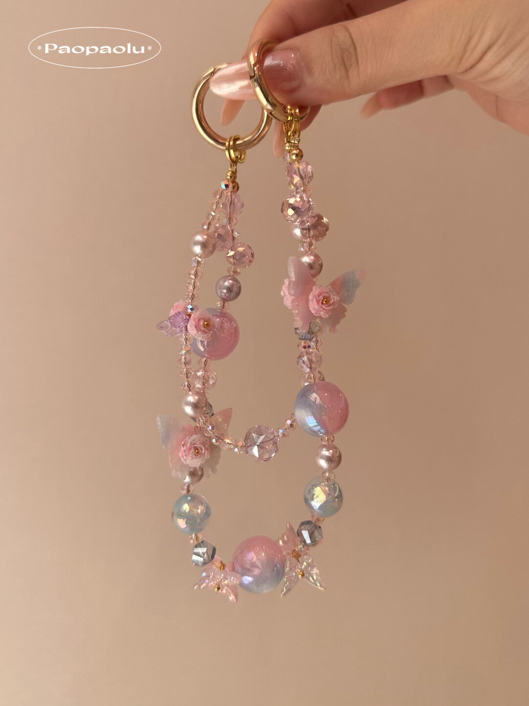 Butterfly Candy Double-Layer Beaded Phone Charm