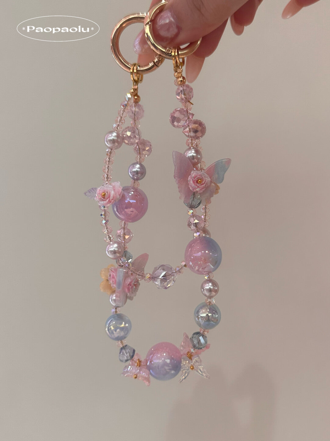 Butterfly Candy Double-Layer Beaded Phone Charm