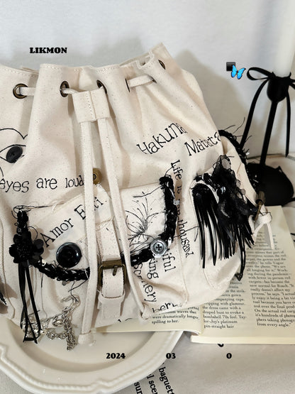 Butterfly Doodle Crochet Patch Backpack
