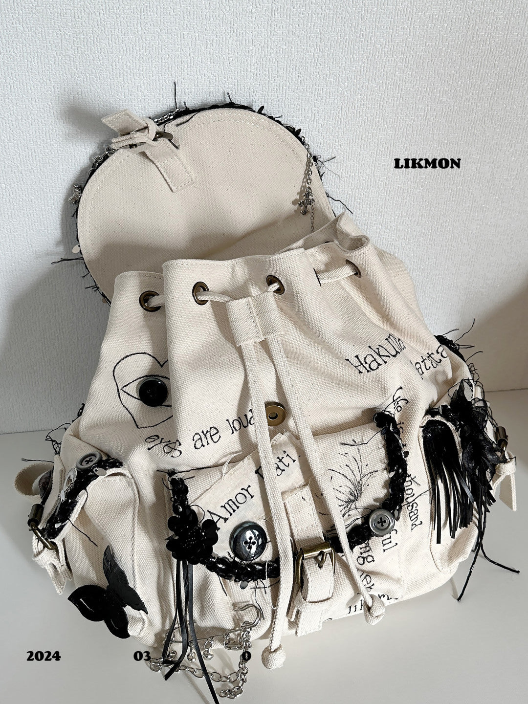 Butterfly Doodle Crochet Patch Backpack