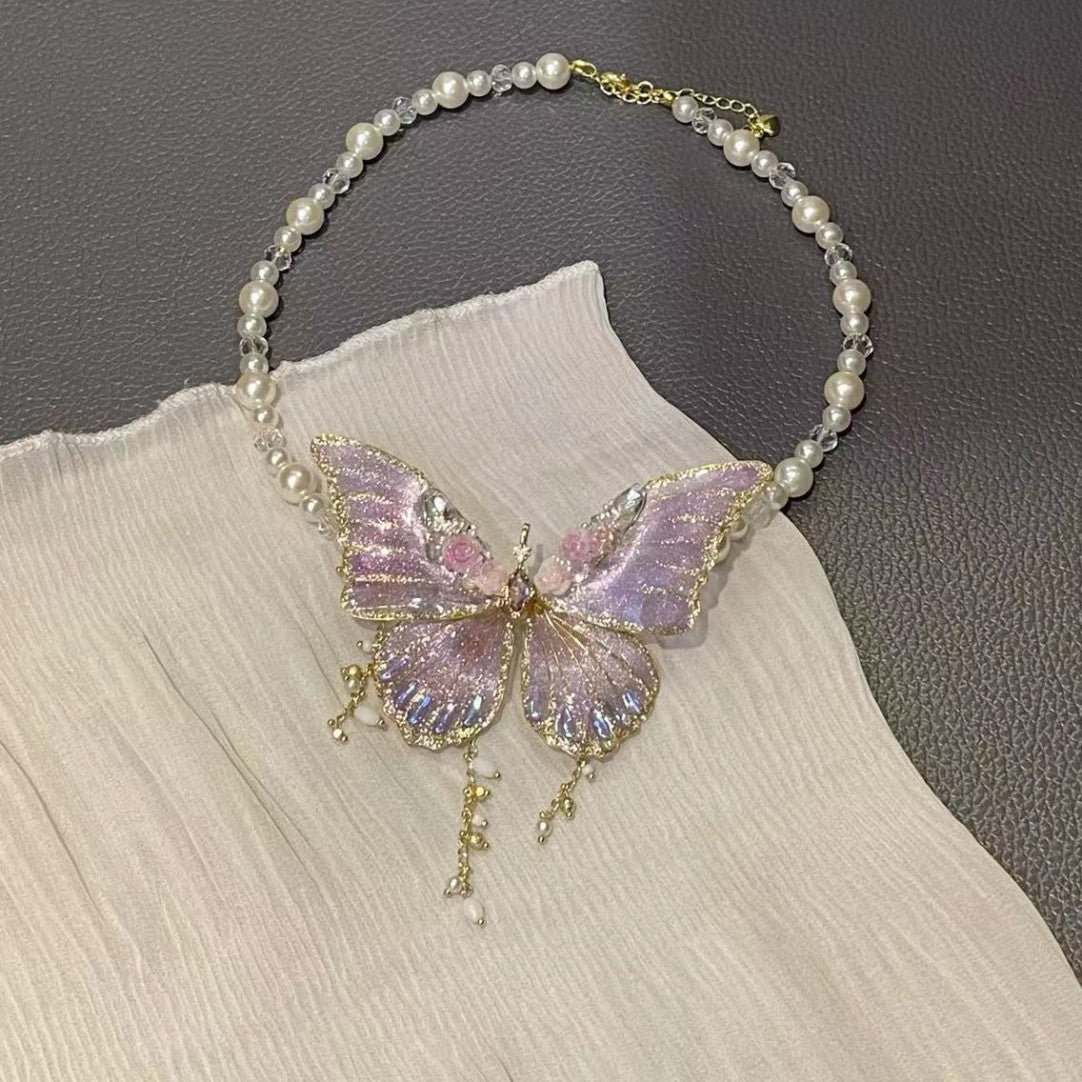 Butterfly Fairy Pearl Necklace