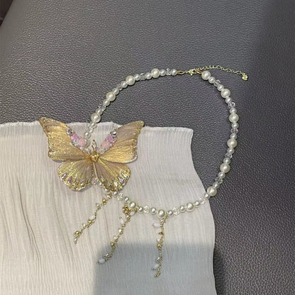 Butterfly Fairy Pearl Necklace