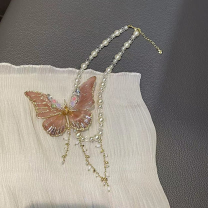 Butterfly Fairy Pearl Necklace