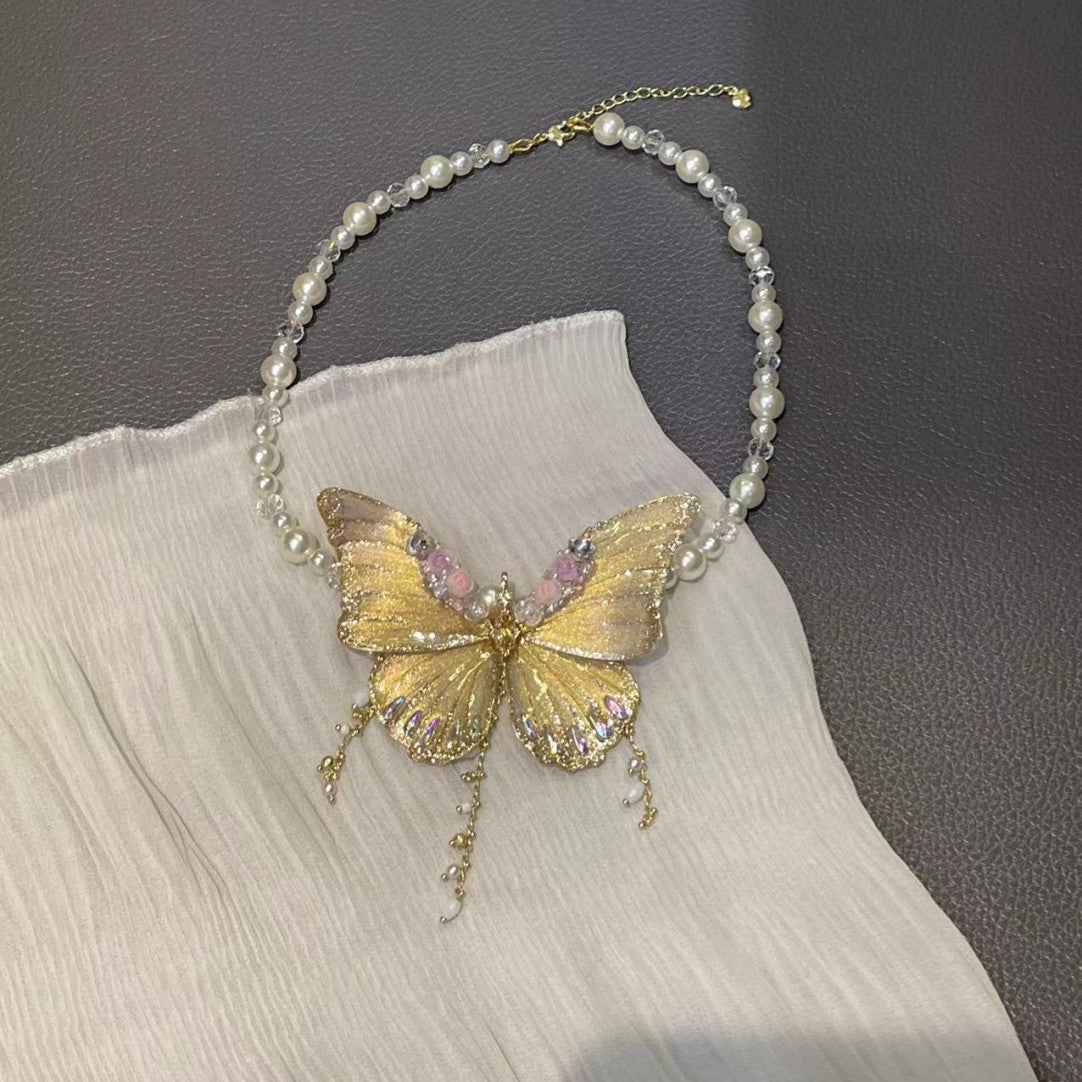 Butterfly Fairy Pearl Necklace