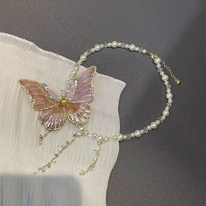 Butterfly Fairy Pearl Necklace