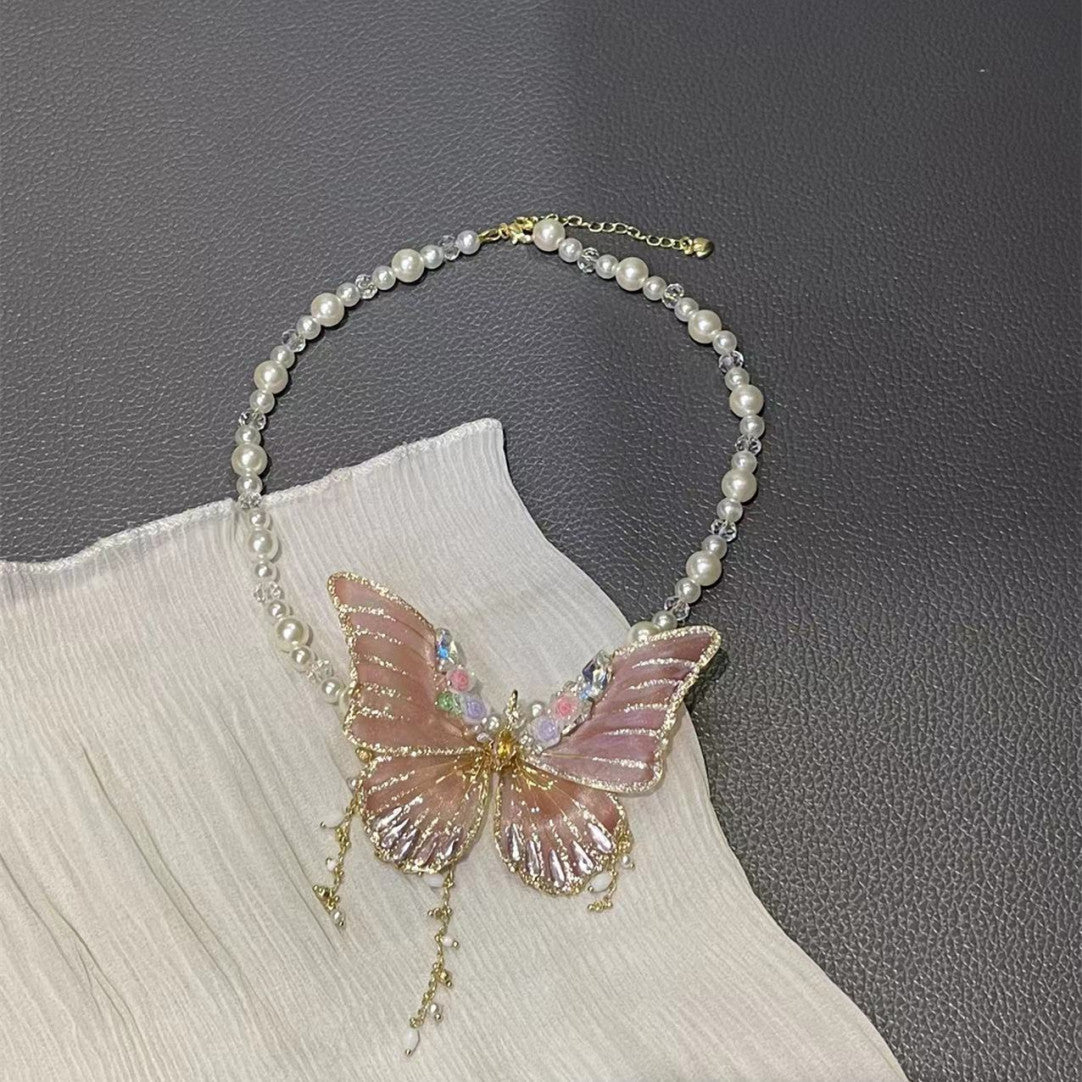 Butterfly Fairy Pearl Necklace