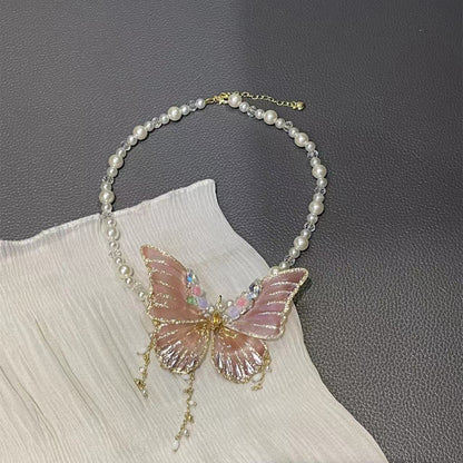 Butterfly Fairy Pearl Necklace