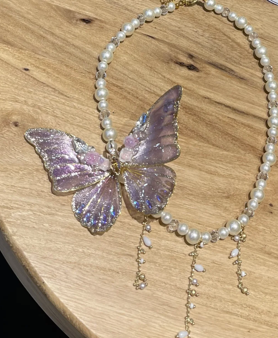 Butterfly Fairy Pearl Necklace