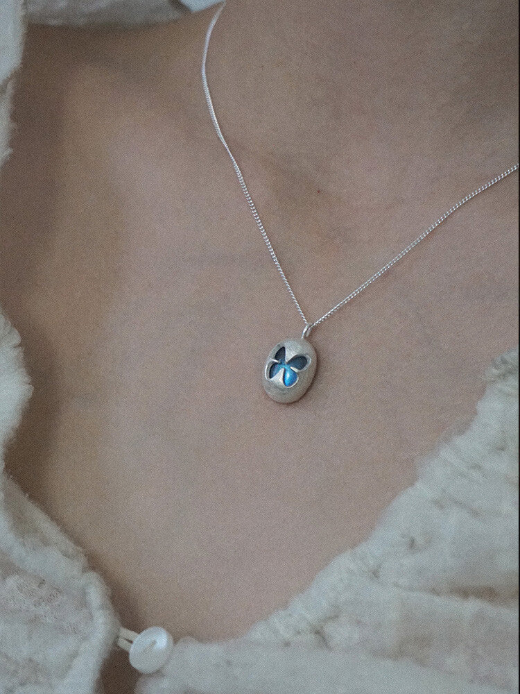 Butterfly Labradorite Silver Necklace