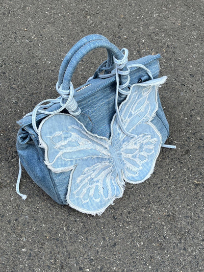 Butterfly Patch Denim Handbag