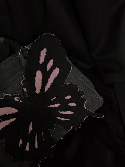 Butterfly Patch Denim Handbag