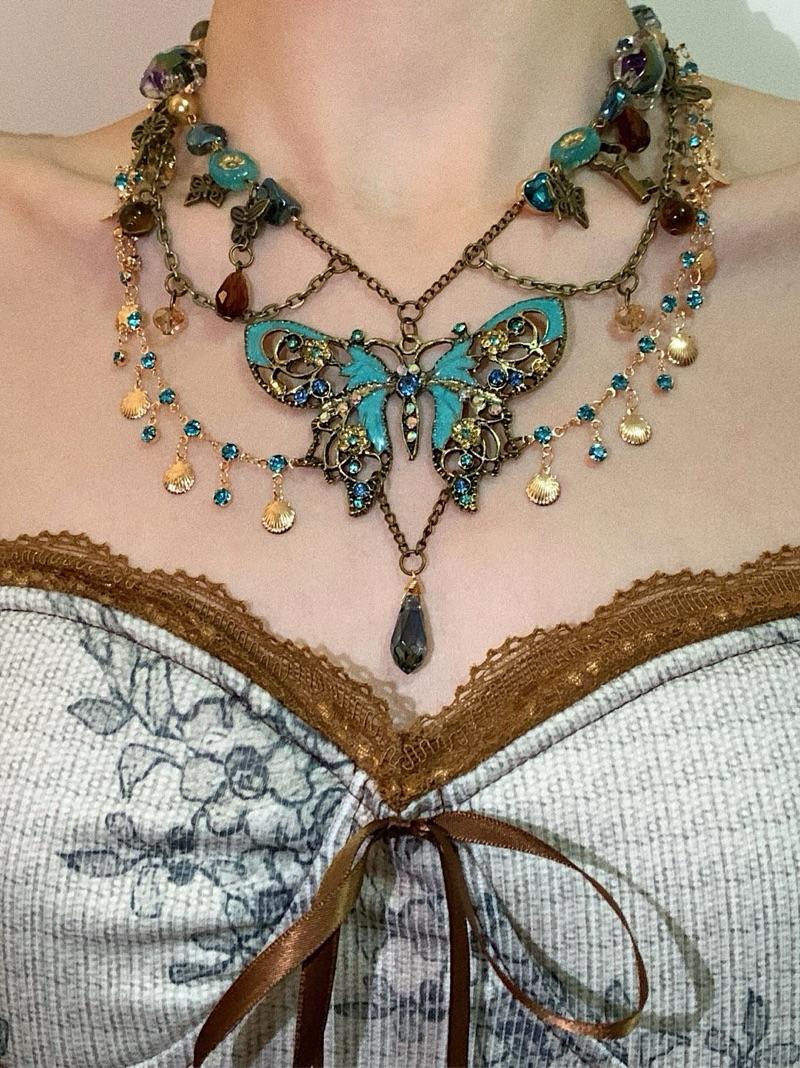 Butterfly Pendant Layered Necklace Waist Chain