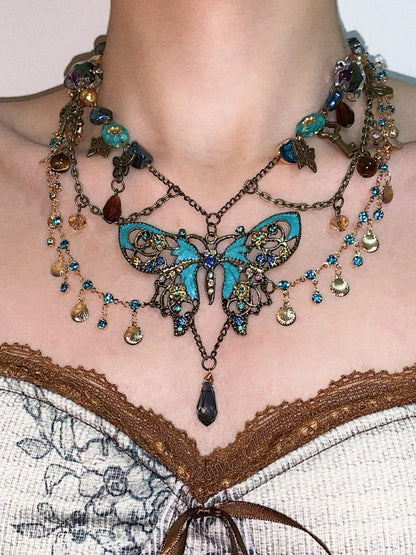 Butterfly Pendant Layered Necklace Waist Chain