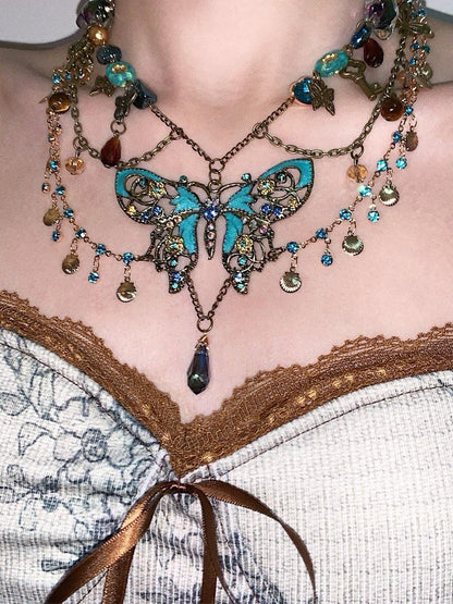 Butterfly Pendant Layered Necklace Waist Chain