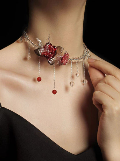 Butterfly Rose Fairy Sweet Tassel Necklace