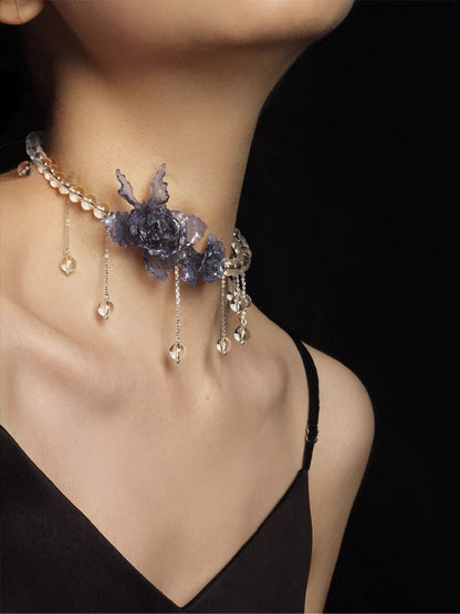 Butterfly Rose Fairy Sweet Tassel Necklace