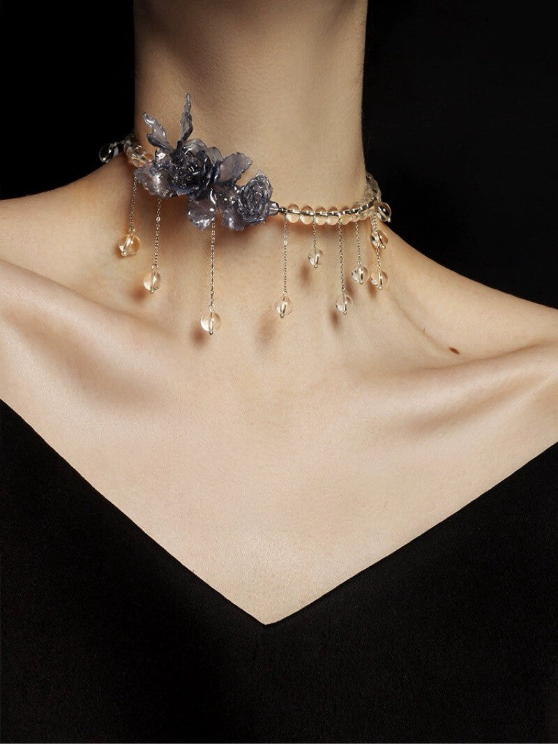 Butterfly Rose Fairy Sweet Tassel Necklace