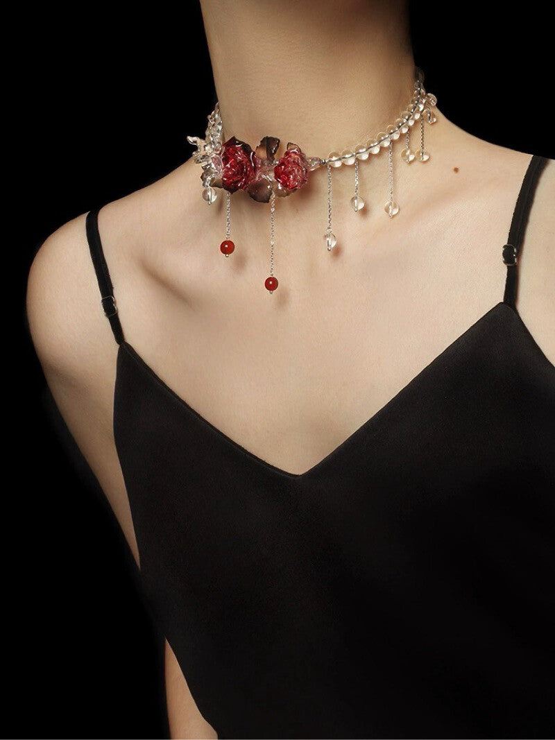 Butterfly Rose Fairy Sweet Tassel Necklace