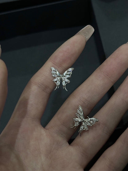 Butterfly Threaded Screw Flat Black Earring