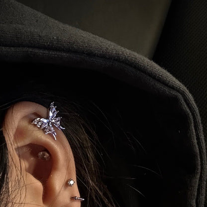 Butterfly Threaded Screw Flat Black Earring