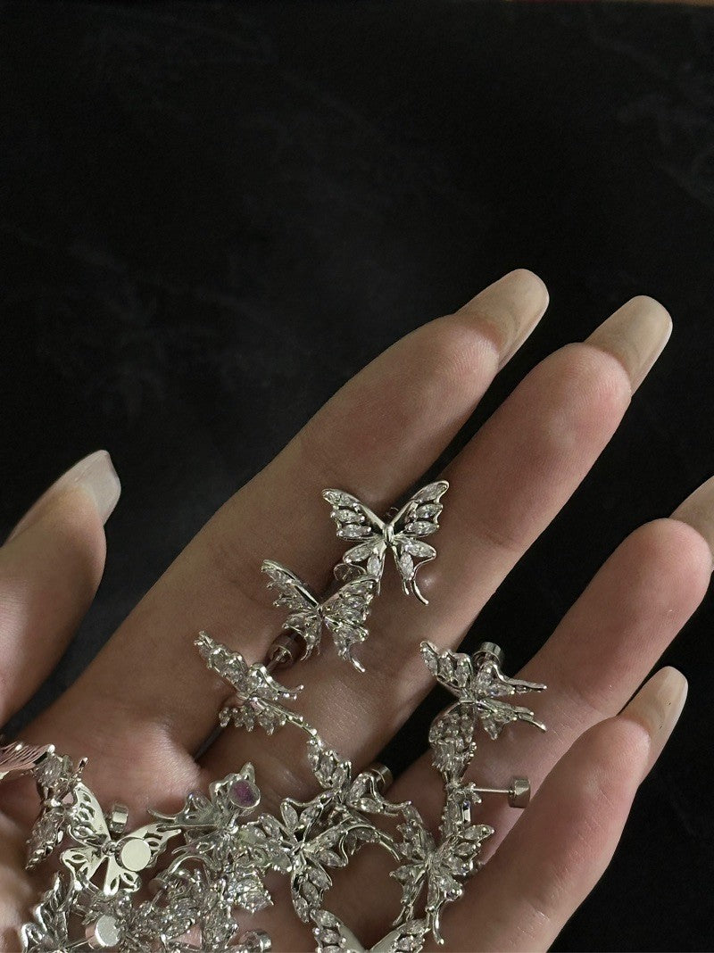 Butterfly Threaded Screw Flat Black Earring