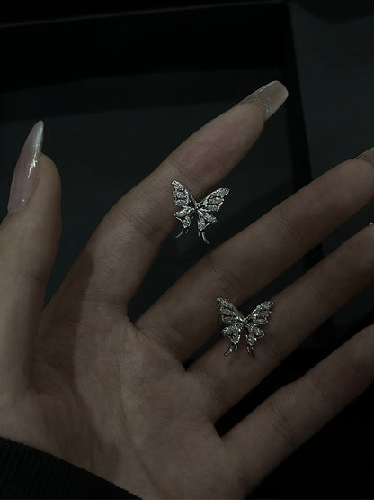 Butterfly Threaded Screw Flat Black Earring