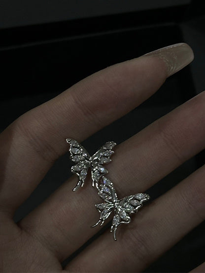 Butterfly Threaded Screw Flat Black Earring