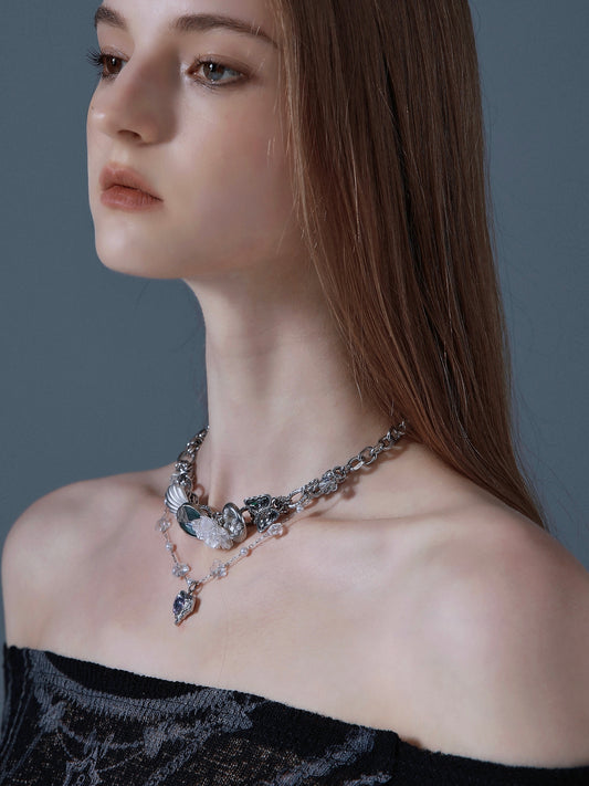 Camellia Heart Metal Necklace
