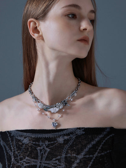 Camellia Heart Metal Necklace