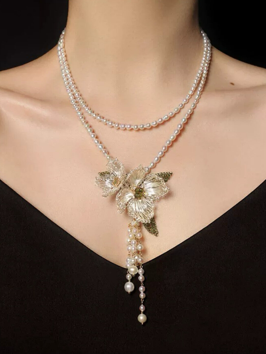 Camellia Tassel Luxury Necklace