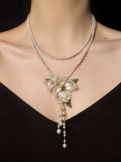 Camellia Tassel Luxury Necklace