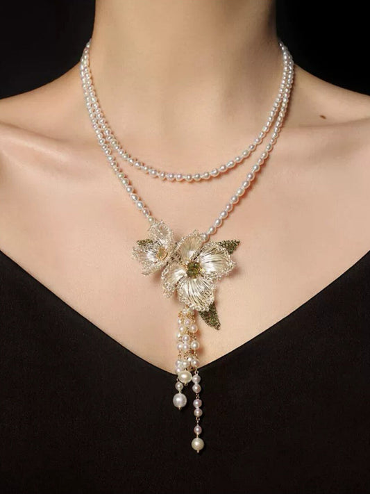 Camellia Tassel Luxury Necklace