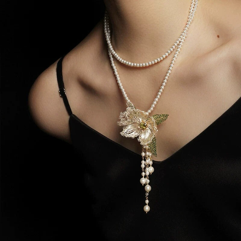 Camellia Tassel Luxury Necklace