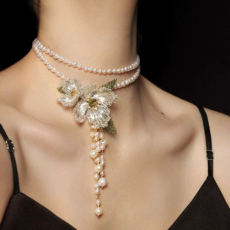 Camellia Tassel Luxury Necklace