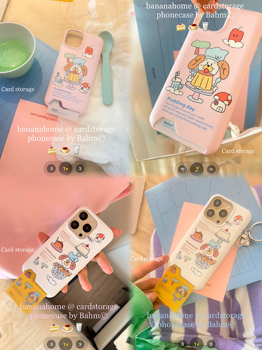 Cartoon Chef Puppy Printed Card Holder Phone Case