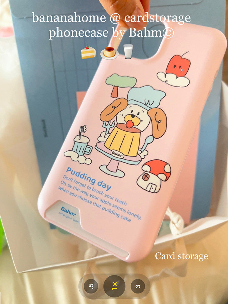 Cartoon Chef Puppy Printed Card Holder Phone Case