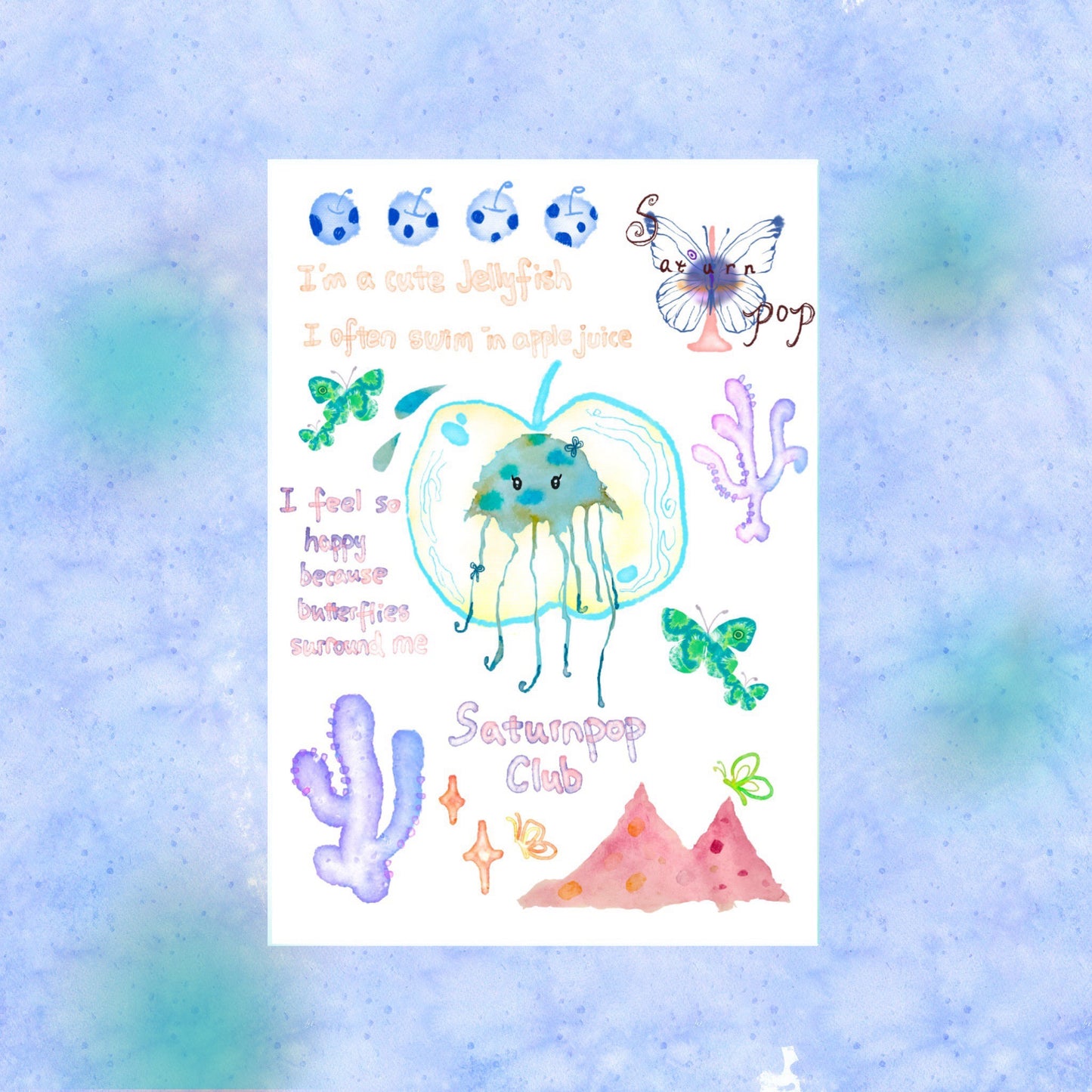 Cartoon Jellyfish Waterproof Temporary Tattoo Stickers Set