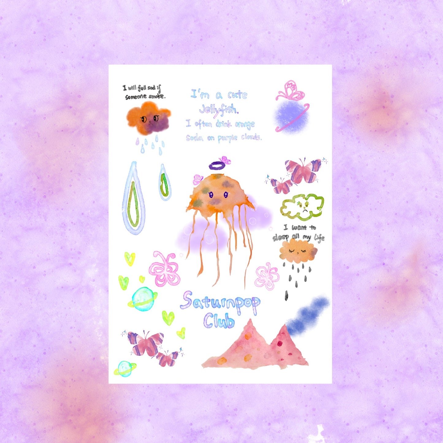 Cartoon Jellyfish Waterproof Temporary Tattoo Stickers Set