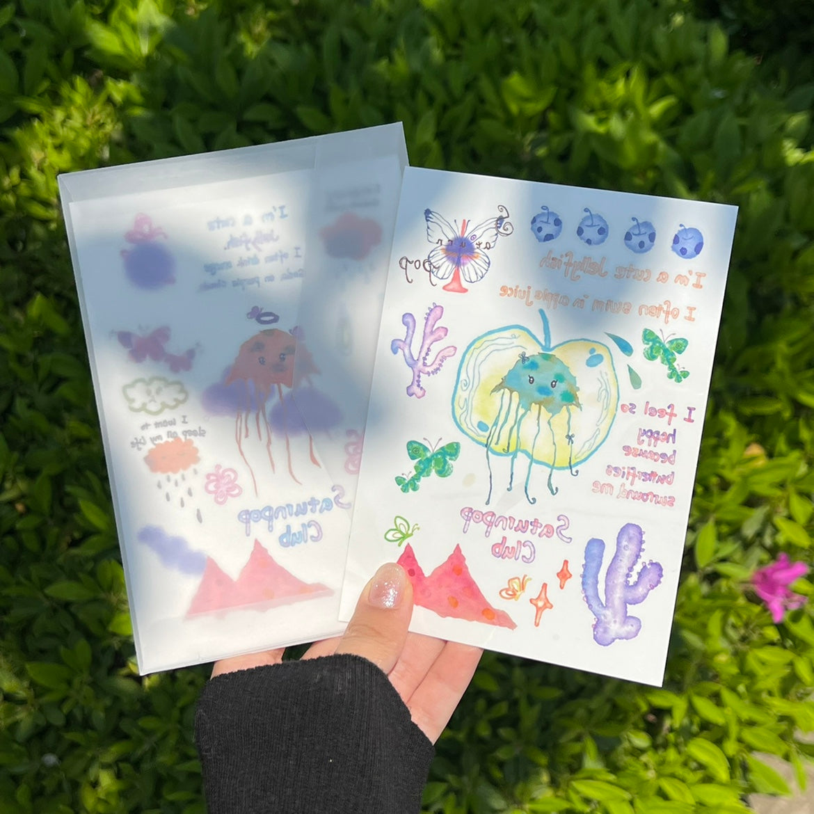 Cartoon Jellyfish Waterproof Temporary Tattoo Stickers Set