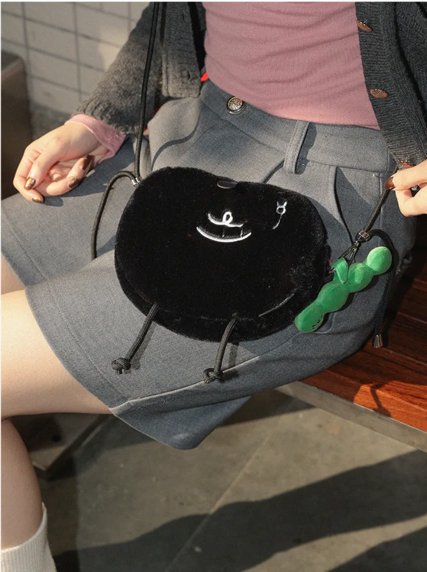 Cartoon Plush Apple Crossbody Bag