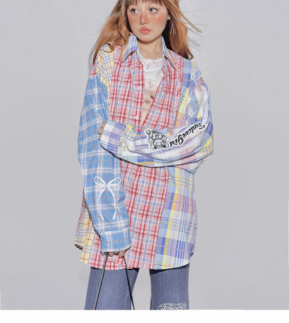 Casual Patchwork Plaid T-Shirt
